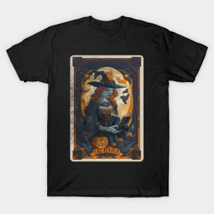 The Reader Retro Distressed Witch Halloween Tarot Card T-Shirt